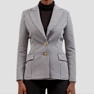 Limi Feu / Yohji Yamamoto Wool Blend Knit Houndtooth Print Blazer